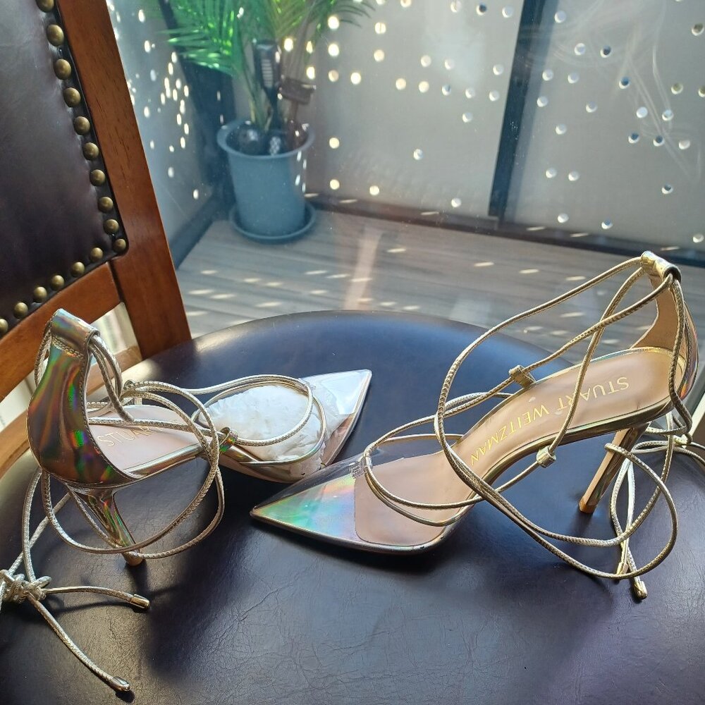 Stuart Weitzman Clear Wrap Around Heels 6 *New